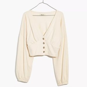 Madewell Deep-V Button Front Crop Top